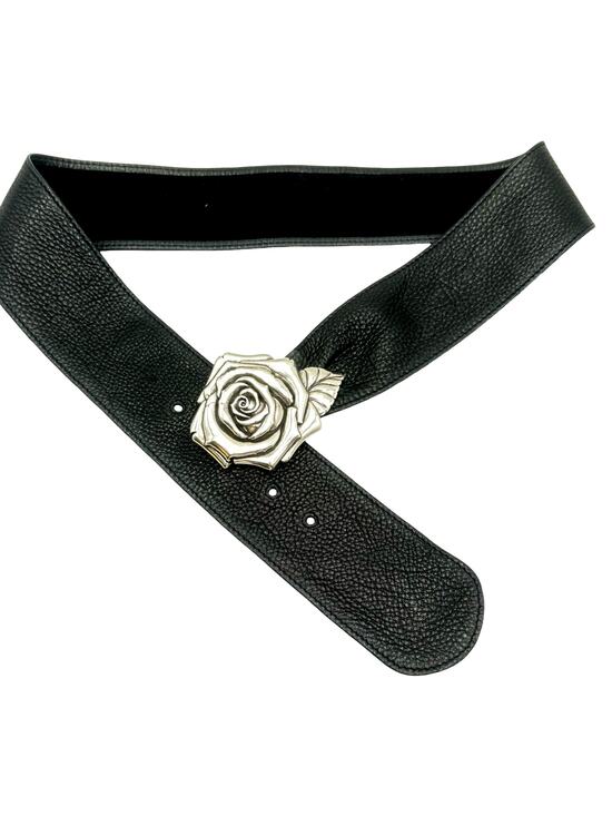 Brighton Black Leather Rose Buckle Belt main image 10